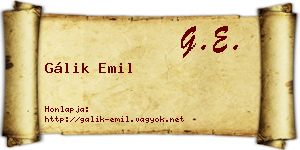 Gálik Emil névjegykártya